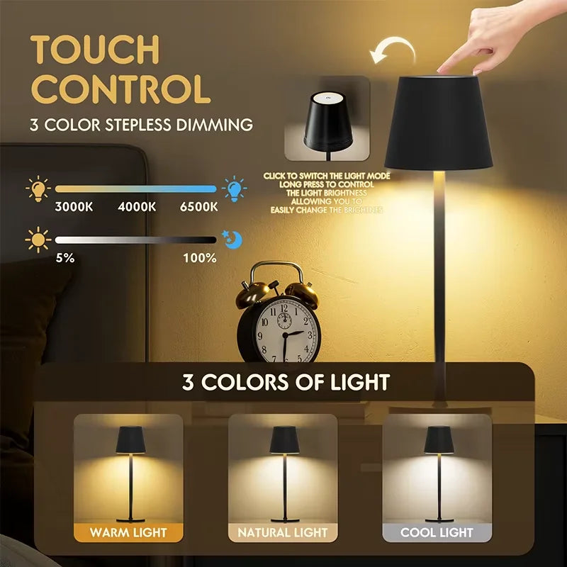 Wireless Wine Bottle LED Table Lamp – USB Rechargeable Touch Dimming Mood Light for Bar, Cafe & Home