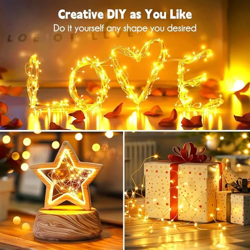 Battery Operated LED Fairy String Lights Waterproof Silver Wire 1–10m (3.3–32.8ft) 10–100 LEDs for Wedding Party Christmas
