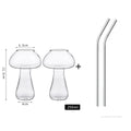 Mushroom Cocktail Glass with Straw - Clear Creative Drinkware for Cocktails, Beer & Iced Coffee