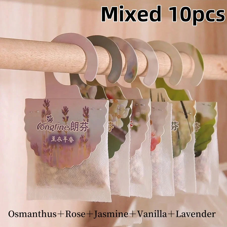 5/10-Pack Hanging Scented Sachets for Closet & Drawers — Long-Lasting Aromatherapy Air Freshener & Moth Repellent