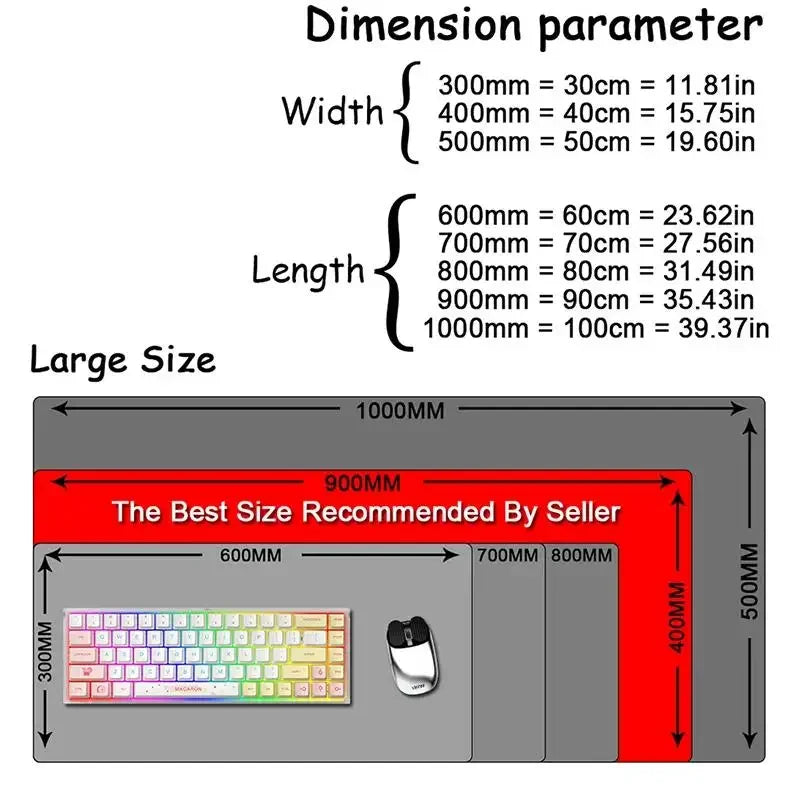 XXL Mouse Pad 900x400 mm (35.4 x 15.7 in) White Gaming Desk Mat – Waterproof Non‑Slip Stitched Edge