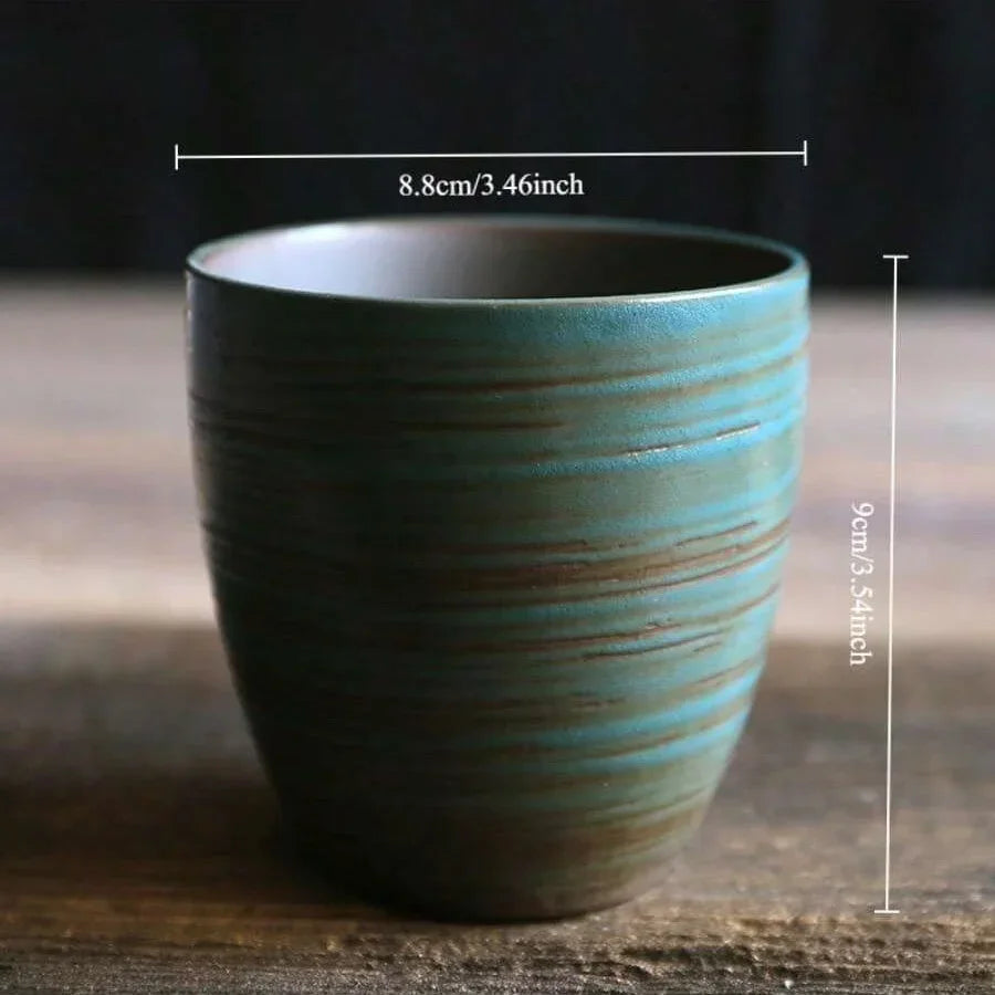 Hand-Painted Crackle Glaze Stoneware Mug, Vintage Ceramic Coffee & Tea Cup, Dishwasher Safe Gift