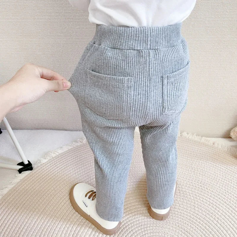 Unisex Kids Cotton High-Waist Leggings - Full-Length Pencil Pants for Girls & Boys (Ages 4-6)