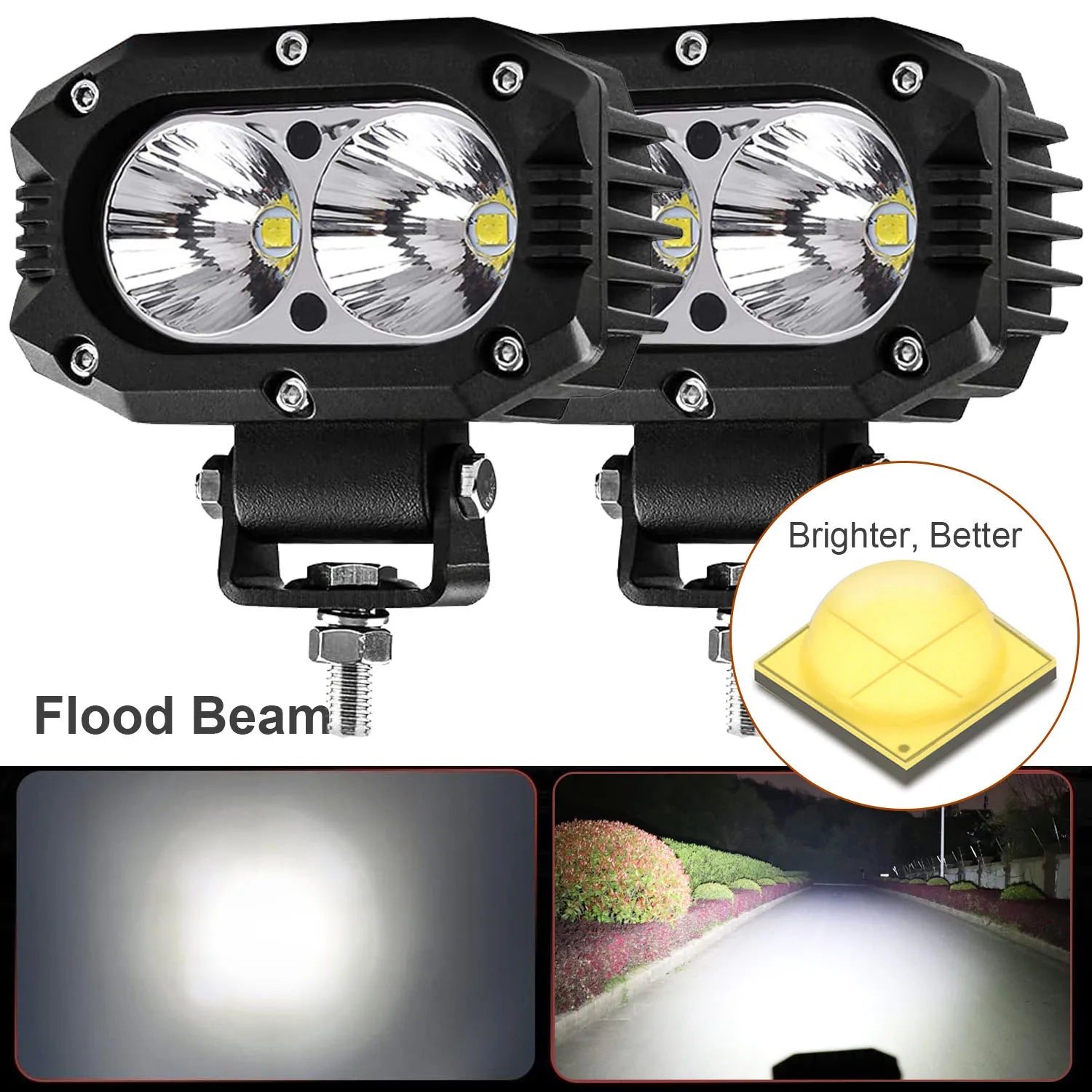 4 in (100 mm) LED Pod Light - Combo Spot + Flood Beam 9-30V Driving Work Fog Light for Car Motorcycle ATV UTV SUV Off-Road 4x4 Boat Truck