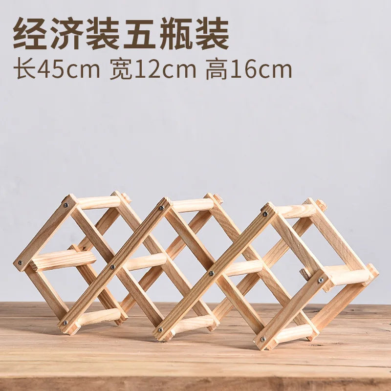 Stackable Folding Wooden Wine Rack – 3/5/6/10-Bottle Pine Wine Shelf for Home Bar