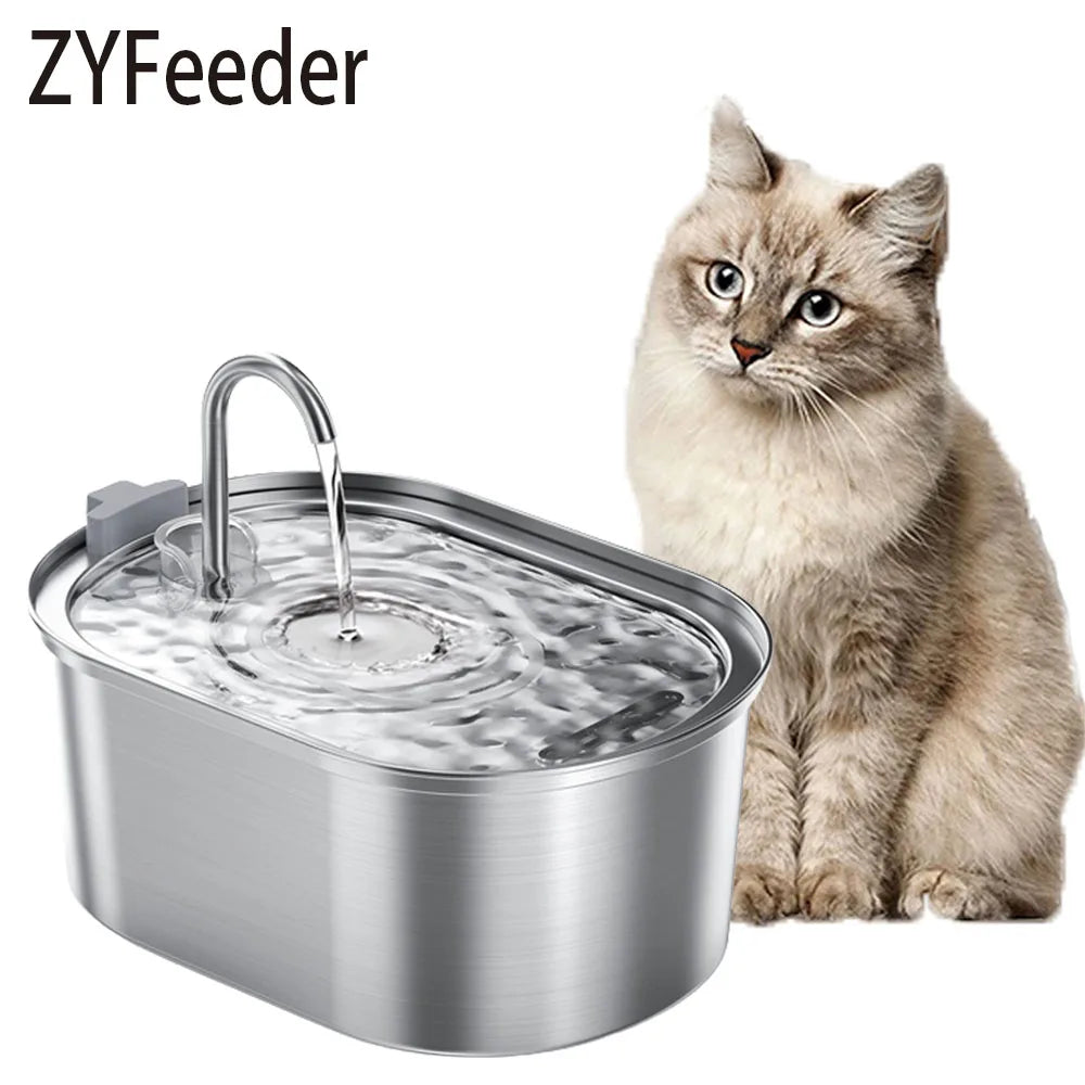 3.2L (108 oz) Stainless Steel Automatic Pet Water Fountain – USB Rechargeable, Ultra-Quiet 20 dB Pump, Double Filter for Cats & Dogs, Motion Sensor