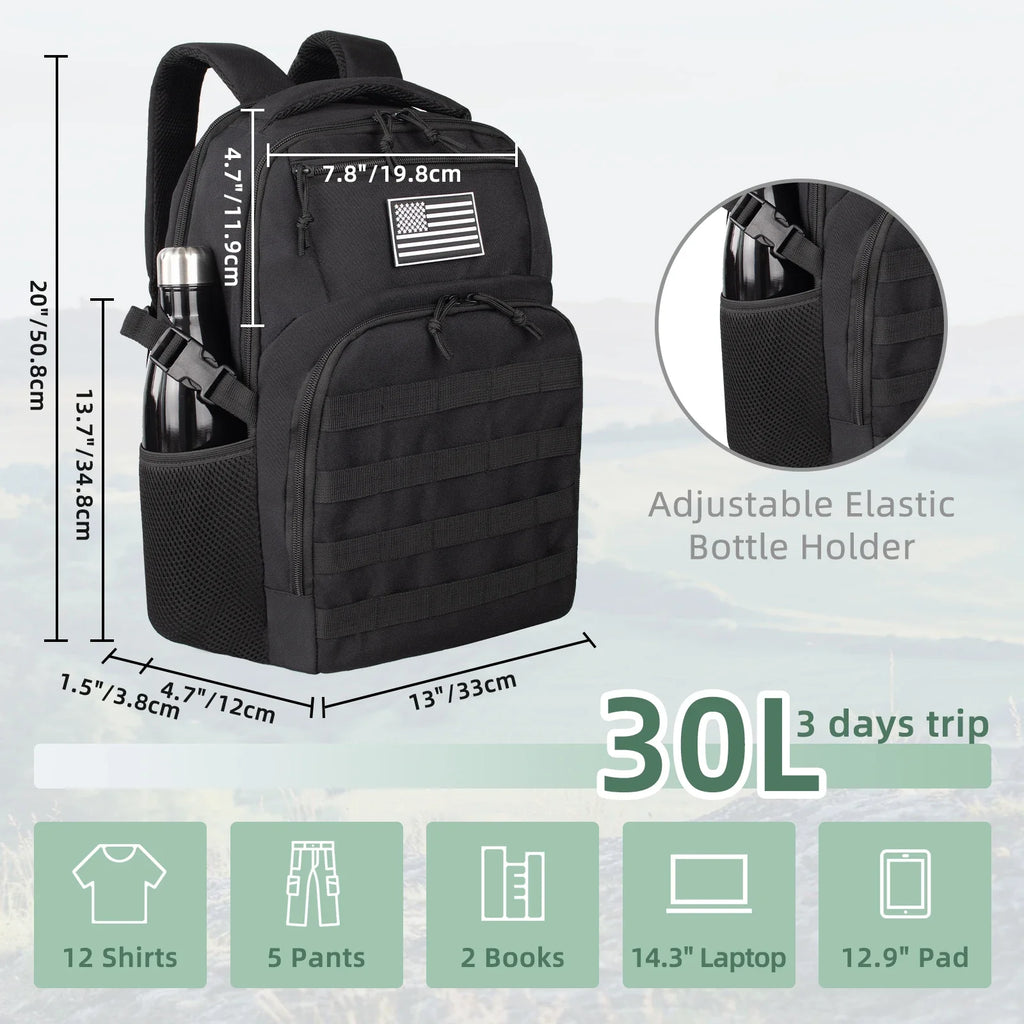 Tactical Backpack 45L/32L/25L Waterproof Large Capacity Travel Rucksack Multi-Functional Outdoor Daypack (Unisex)