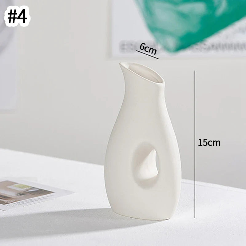Ceramic Decorative Vase for Dried Flowers & Hydroponic Plants, Modern Table Ornament for Living Room Bedroom Office
