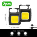 Mini COB LED Keychain Flashlight - Emergency Work Light, 1 or 2 Pack