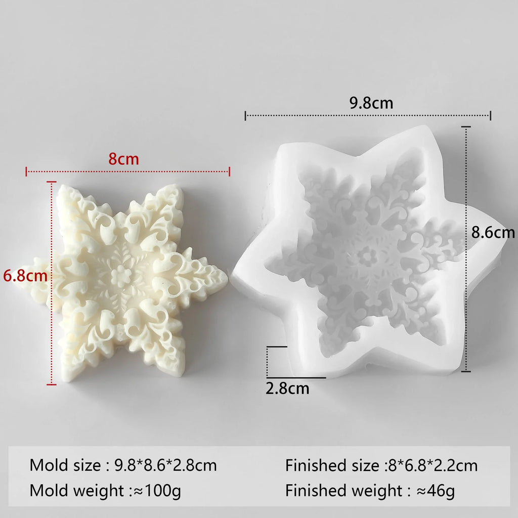 3D Snowflake Silicone Mold - DIY Candle, Soap & Wax Melt Mold for Christmas Crafts, Aroma Stones & Holiday Home Decor