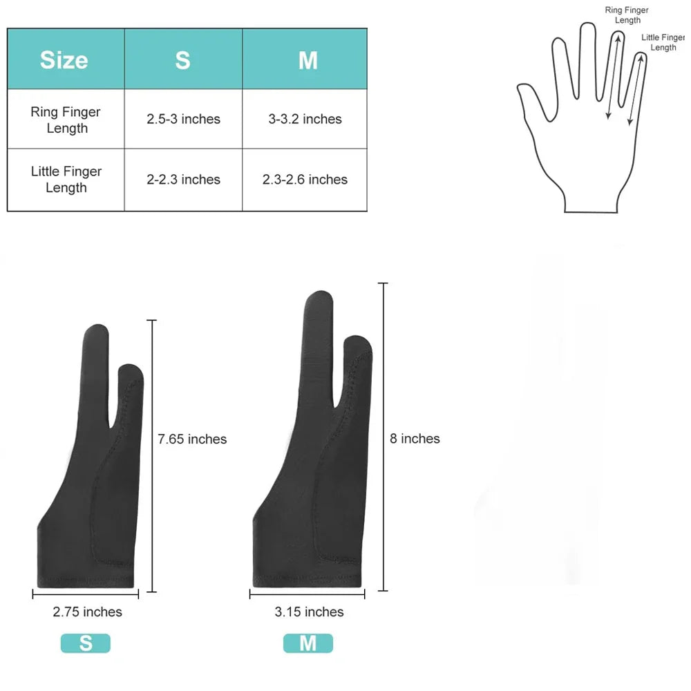 Artist Drawing Glove for iPad & Tablets – 3-Layer Palm Rejection Stylus Glove for Wacom & Huion, Ambidextrous (S/M)