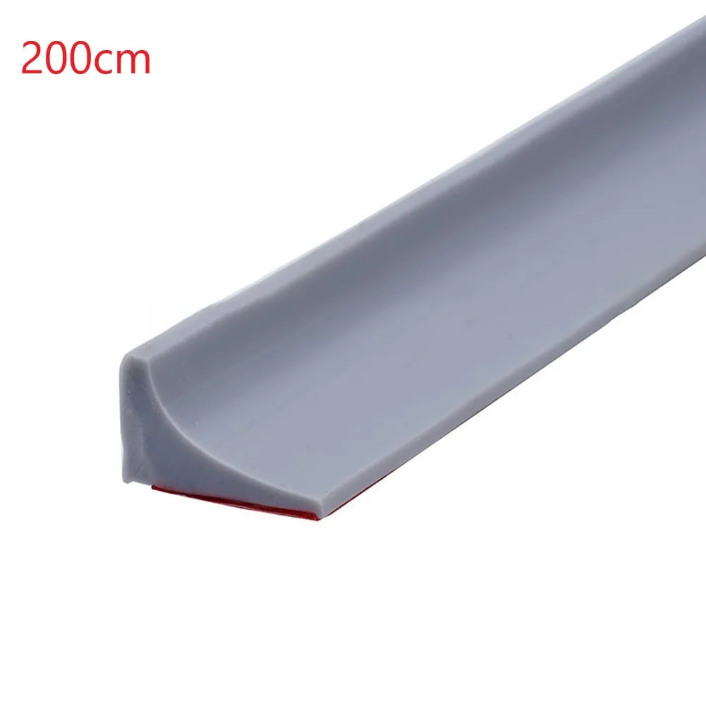 Silicone Shower & Kitchen Water Barrier Strip – Water Stopper Seal, 30/50/80/100/200 cm (11.8–78.7 in) – Transparent/Grey/Black/White