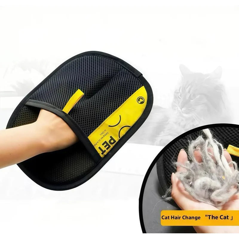 Pet Hair Remover Gloves – Electrostatic Reusable Washable Grooming Glove with 2-in-1 Lint Roller for Cats & Dogs