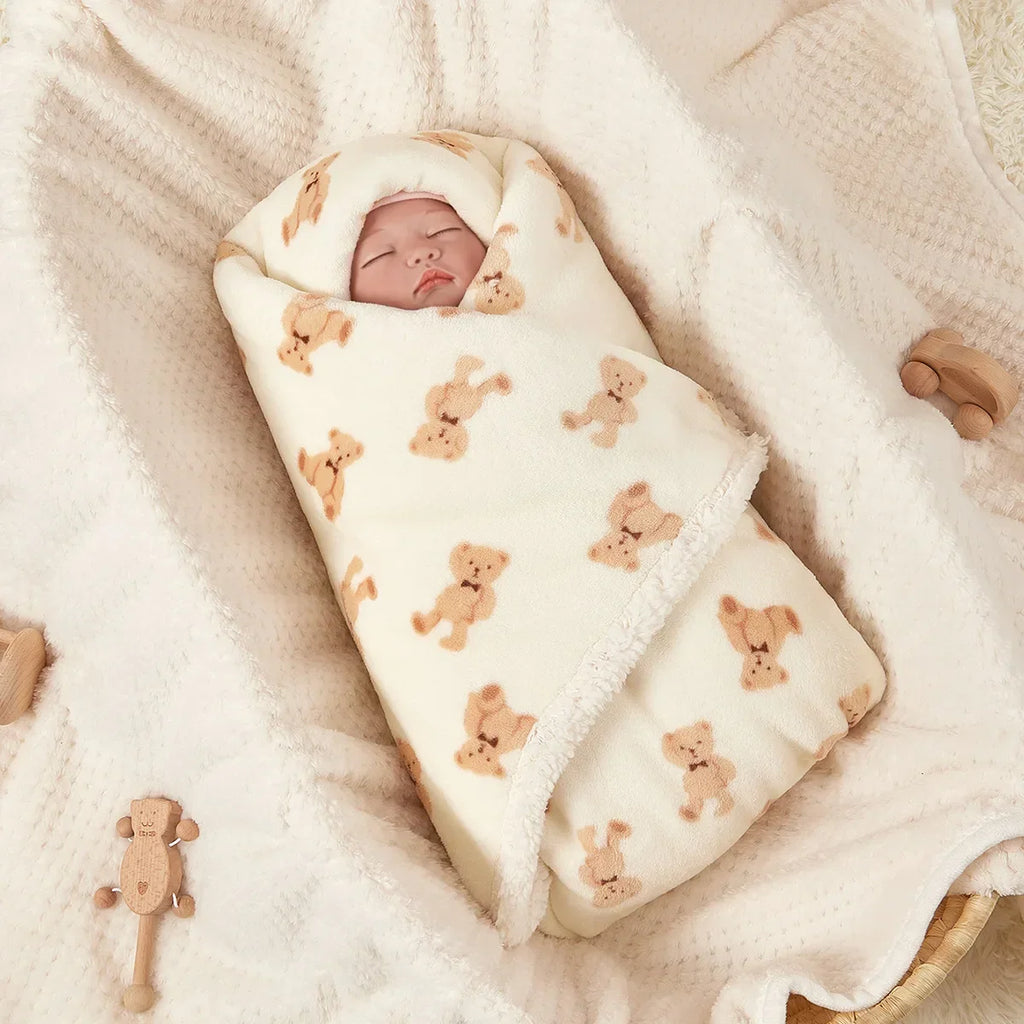 Flannel Lamb Fleece Baby Blanket – Newborn Swaddle Wrap & Stroller Quilt, Soft Winter Baby Bedding