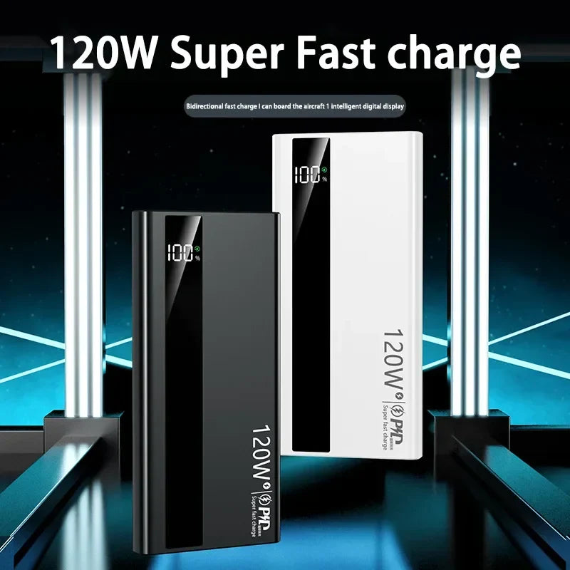 500000mAh 120W Fast Charging Power Bank PD 20W 4-Port USB Metal Portable Powerbank