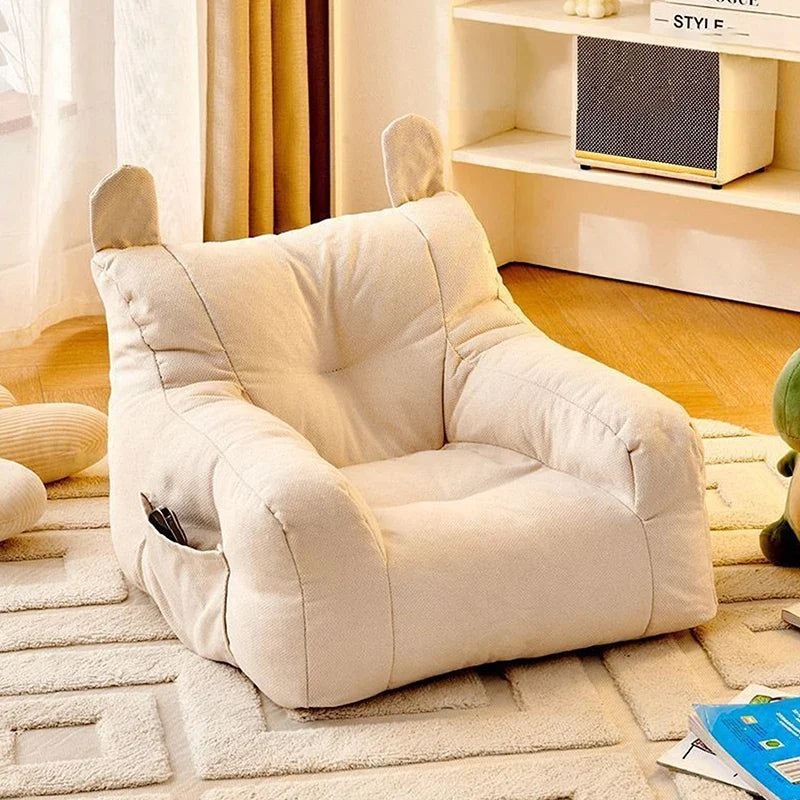Kids Bear Plush Sofa Chair Soft Ergonomic Small Lazy Sofa with Storage Pocket for Boys and Girls