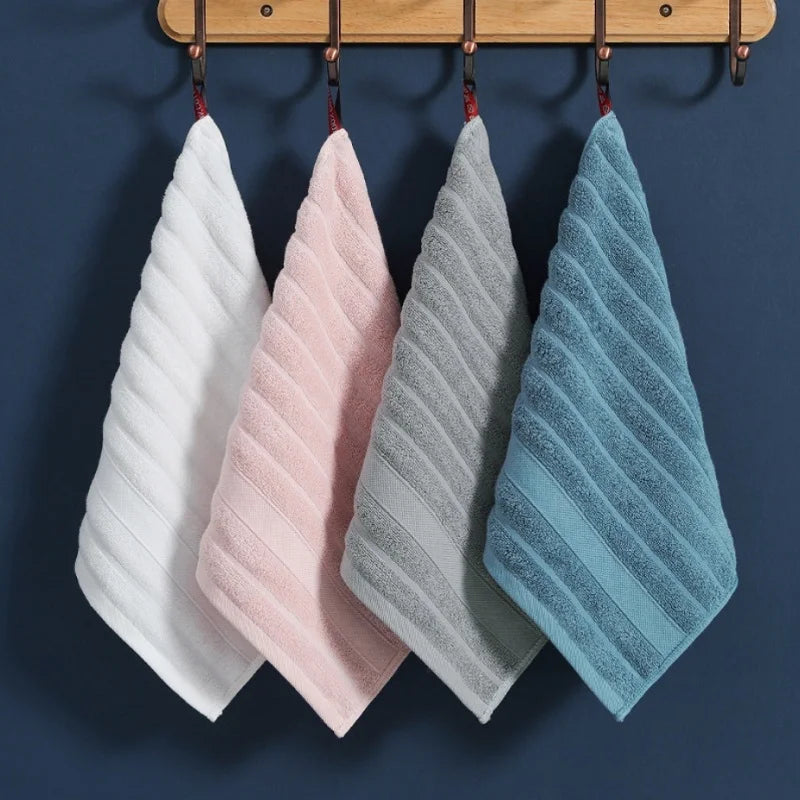 4-Pack Cotton Face Washcloths 13.4 x 13.4 in (34 x 34 cm) Soft Absorbent Square Hand Towels for Kids & Women
