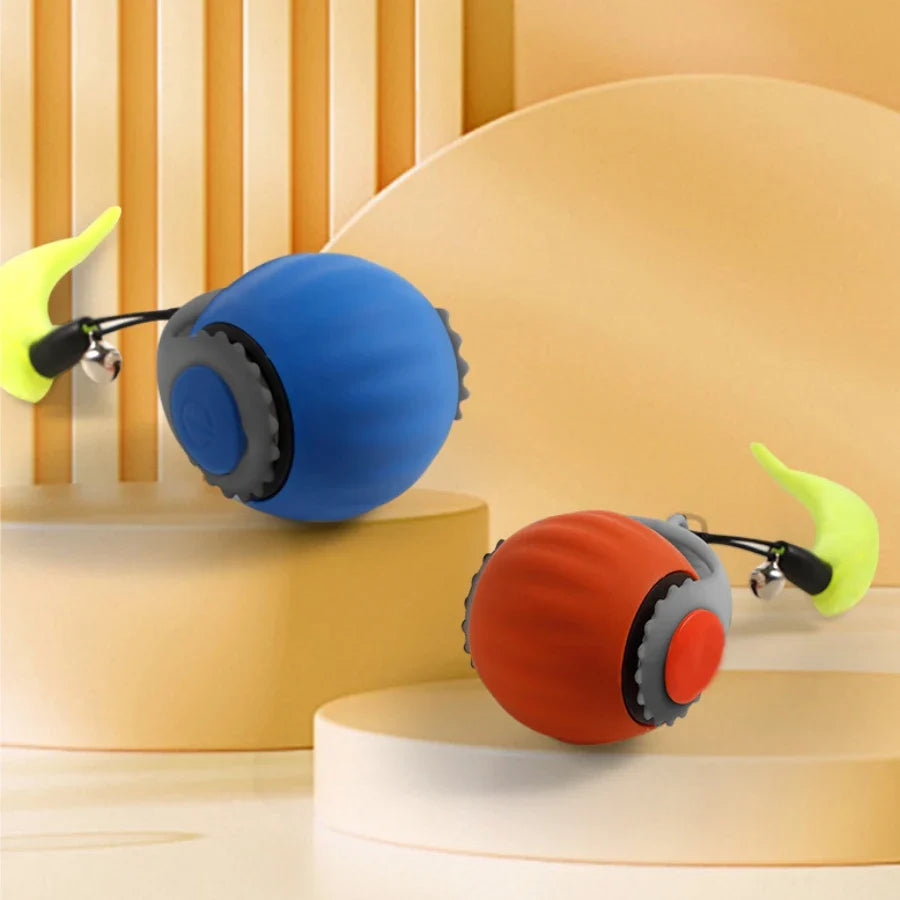 Rechargeable Interactive Rolling Cat Toy with Faux Tail - Motion-Activated Ball for Cats & Small Dogs