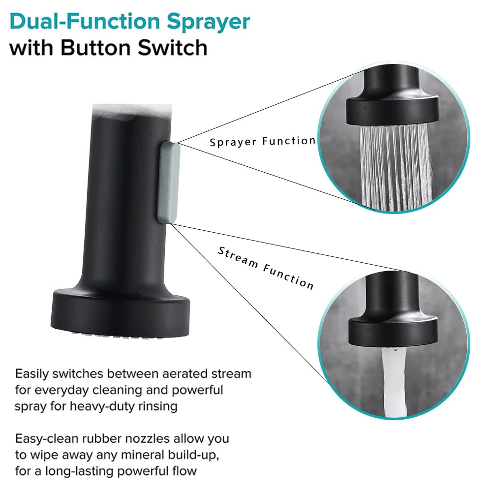 Pull-Down Kitchen Faucet Single Handle 360° Swivel Hot & Cold Mixer with Dual-Function Nozzle, Stainless Steel 304