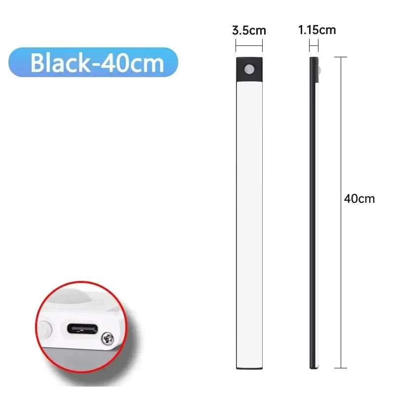 Rechargeable LED Motion Sensor Under Cabinet Light 10/20/30/40/50 cm (3.9/7.9/11.8/15.7/19.7 in) 3-in-1 Color Temp for Closet Kitchen Wardrobe