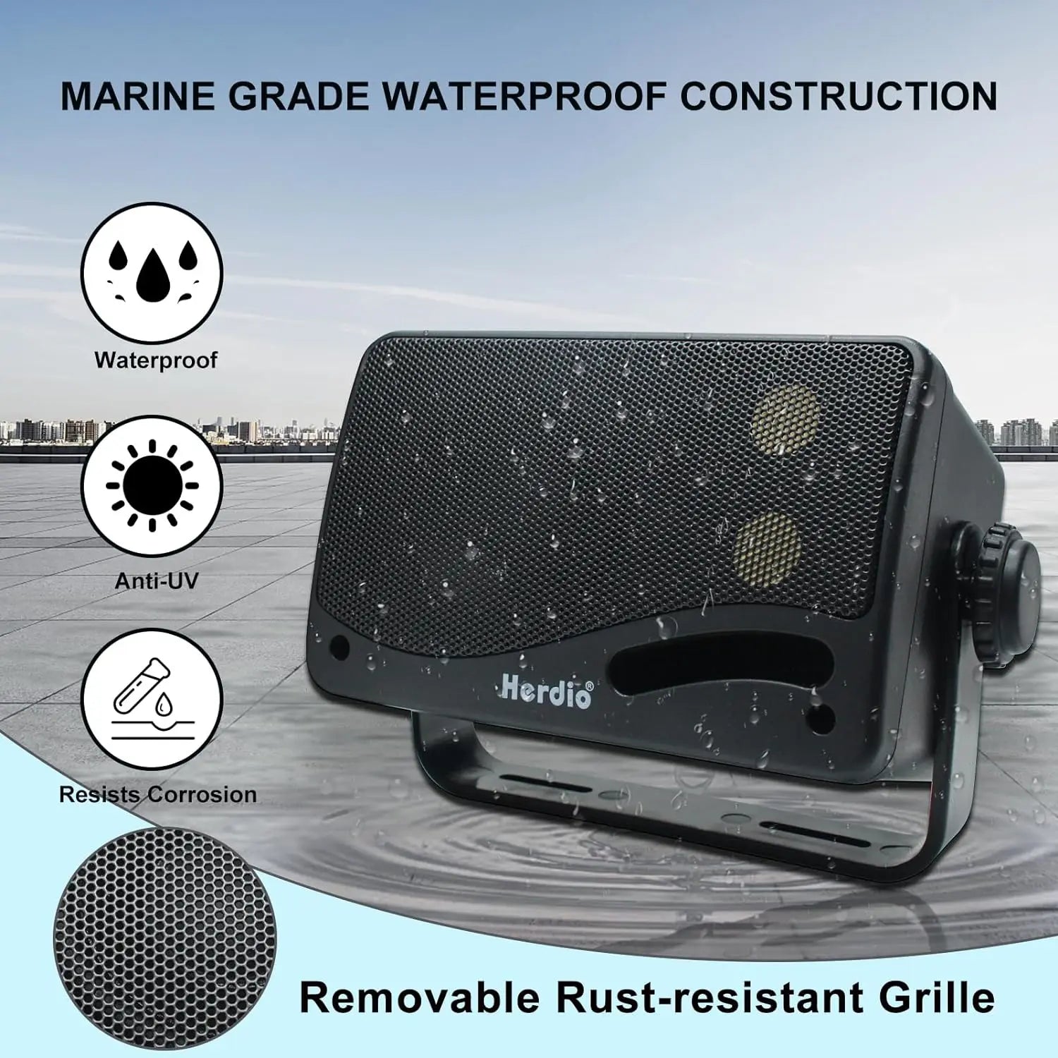 3.5-Inch (89mm) Passive Outdoor Wired Speaker Pair, 200W 3-Way Waterproof Mountable Wall Speakers for Patio, Marine, Boat