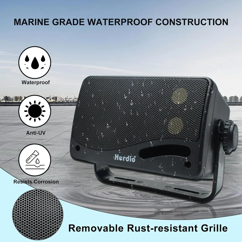 3.5 in (89 mm) Passive Outdoor Wired Speakers — 200W Peak 3-Way Waterproof Mountable Pair for Patio & Boat