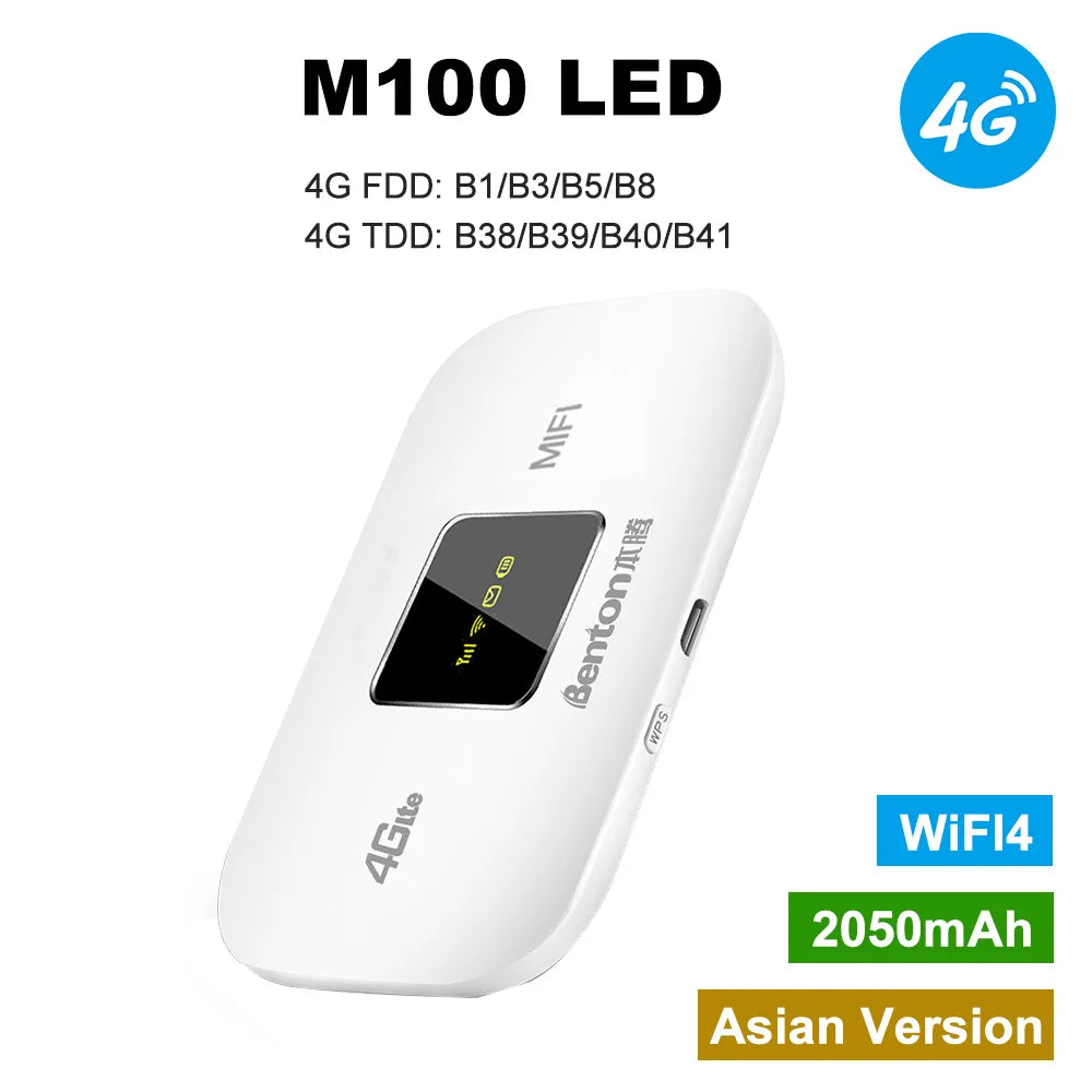 Unlocked MiFi WiFi 6 Mobile 3G/4G LTE Router with SIM Slot - 2.4GHz 150Mbps Portable Travel WiFi Hotspot