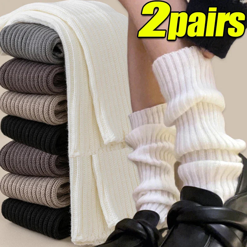 Y2K Fluffy Knit Leg Warmers for Women — Gothic Lolita Arm & Boot Covers, Lengths 40/50/70/75 cm (15.7–29.5 in), Black White