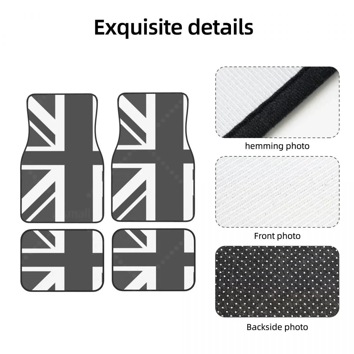 Custom Fit Car Floor Mats Front & Rear Set – Union Jack Flag Design – Non-Slip, Easy Clean