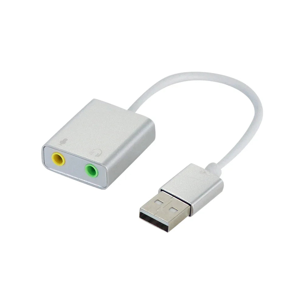 USB-C to 3.5mm Audio Adapter External USB Sound Card — Headphone & Mic Jack for Laptop MacBook Pro