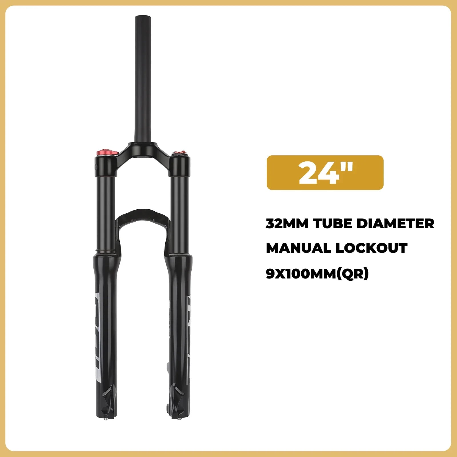 Air & Oil Suspension Fork for 20-inch / 24-inch Bikes, Alloy Upper & Magnesium Lower, Remote Lockout, 100–135 mm (3.9–5.3 in) Travel