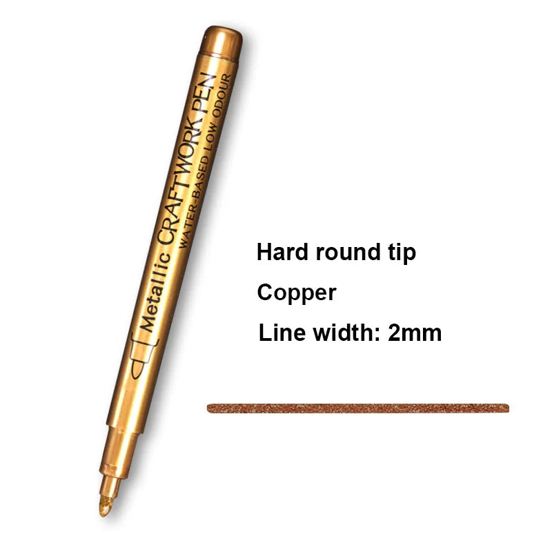 Metallic Brush Marker Pen (1 or 2-Pack) – Gold & Silver Permanent Metallic Ink for Crafts, Scrapbooking & Manga (14 cm / 5.5 in)