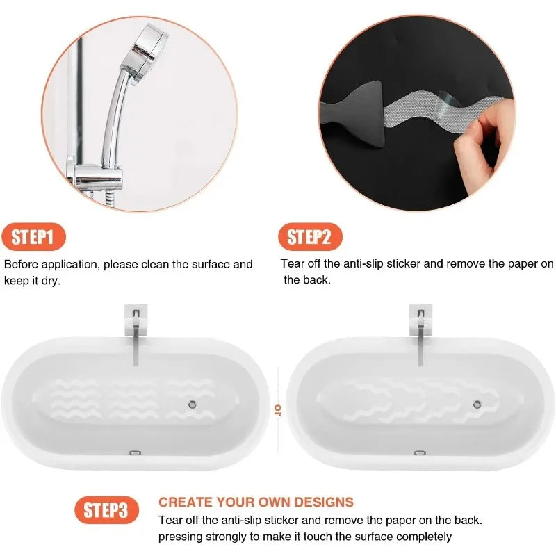 24-Pack Transparent Bathtub Anti-Slip Stickers 18 x 1.3 cm (7.1 x 0.5 in) Strong Adhesive Waterproof Safety Grip