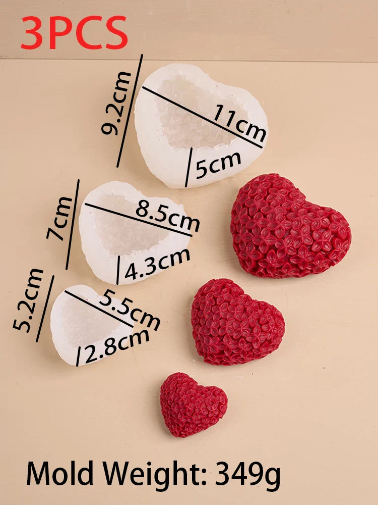 3D Love Flower Silicone Mold – Heart Candle, Soap, Resin & Chocolate DIY Kit for Valentine's Day