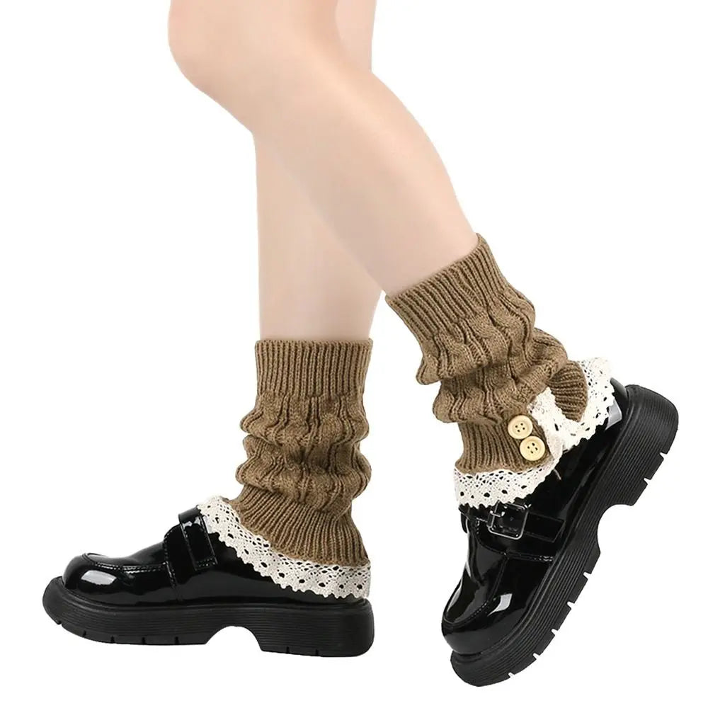 Lolita Harajuku Knit Leg Warmers – Thick Winter Ankle Boot Socks, 21 cm (8.3 in) – Women & Girls