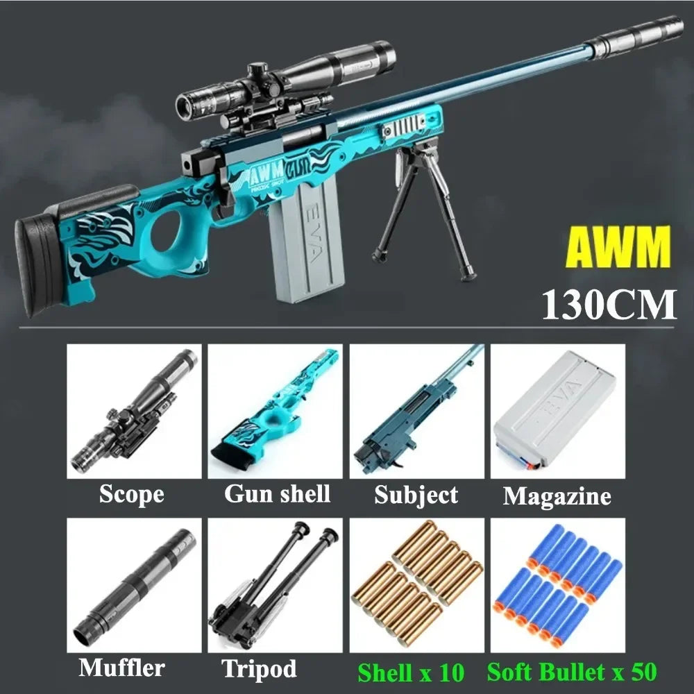 Soft Bullet Toy Sniper Rifle - Manually Loaded Toy Rifle for Outdoor CS Combat & Roleplay, Gift for Teens & Adults
