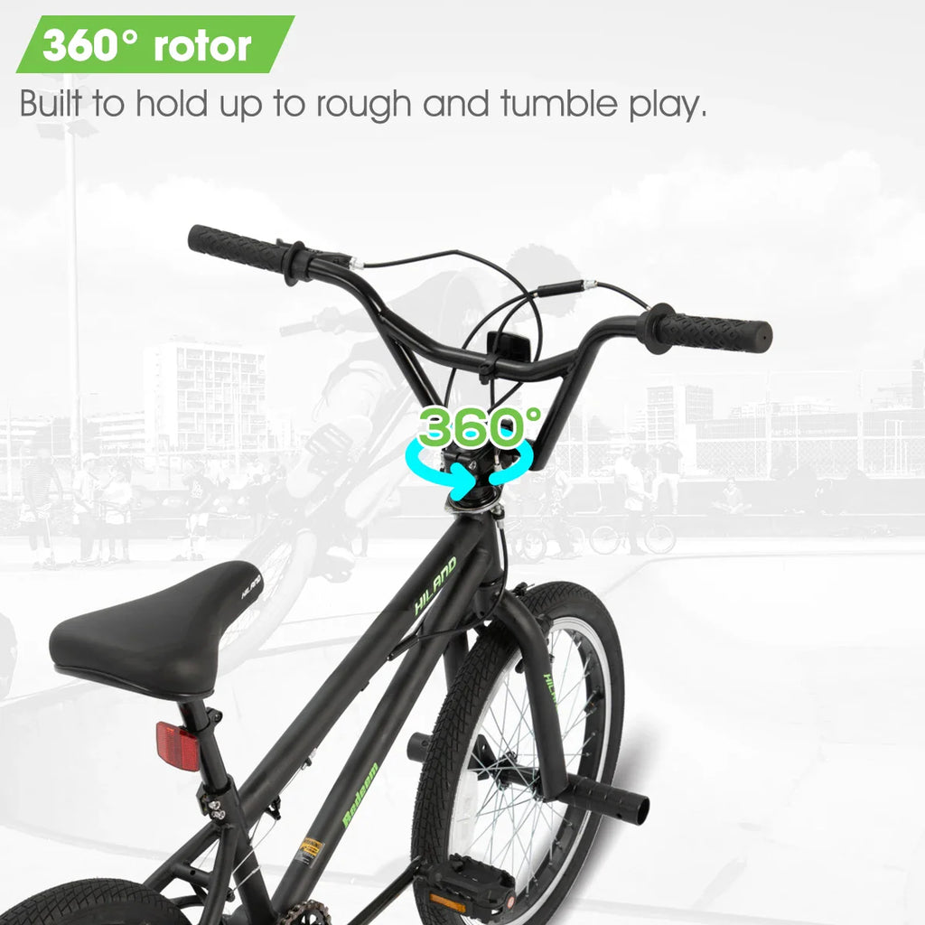 20-Inch (500 mm) Kids Freestyle BMX Bike with 360° Rotor & 4 Pegs — 19.75-inch Top Tube, Double U-Brakes