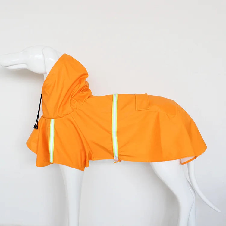 Large Waterproof Hooded Dog Raincoat, Reflective Windproof Corgi Cloak Style Puppy Jacket