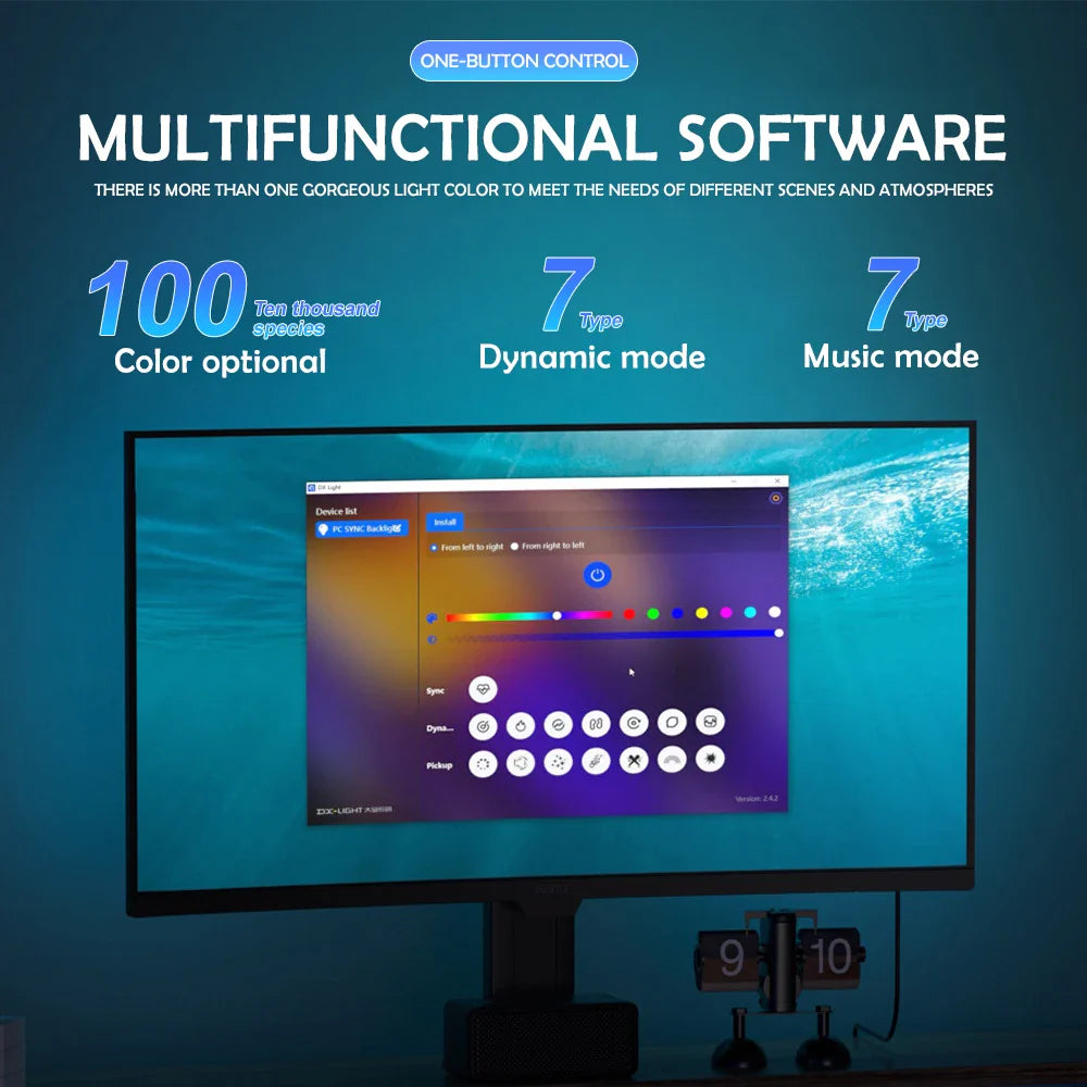 RGB Monitor Backlight LED Strip – App & Music Sync Ambient Lighting for Gaming, PC & Room Decor