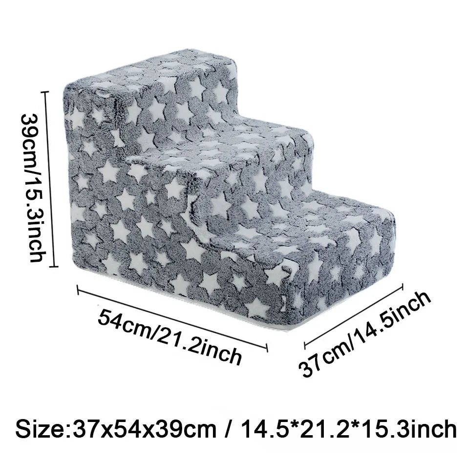 Pet Stairs for Dogs & Cats — 3- or 4-Step Detachable Sponge Ramp, Washable Waterproof Anti-Bite Pet Ladder