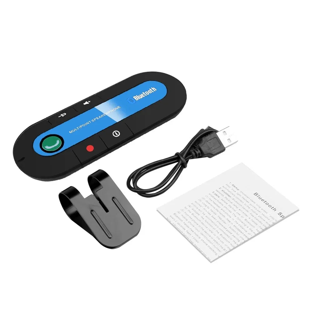 Bluetooth Car Speaker Handsfree Sun Visor Clip Wireless Speakerphone with Mic - Bluetooth 4.1, 2W, 20H Talk Time, USB Charging