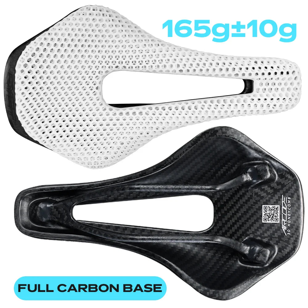 3D Printed Carbon Fiber Bicycle Saddle 255x150mm (10 x 5.9 in) – Ultralight Hollow Breathable MTB & Road Bike Seat