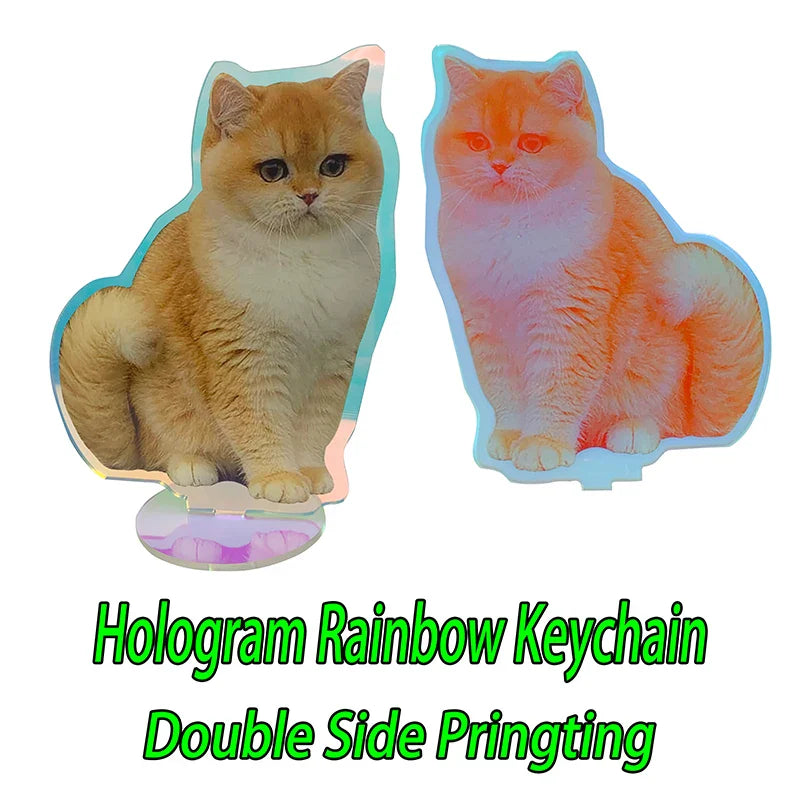 Personalized Holographic Acrylic Photo Keychain – Custom Transparent Pet & Portrait Charm