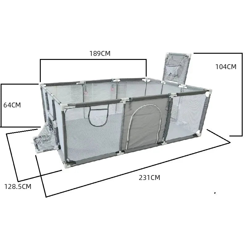 Baby Playpen & Ball Pit Play Yard – Thick Steel Pipe Kids Activity Fence, 107 x 231 x 128 cm (42 x 91 x 50 in) or 107 x 128 x 128 cm (42 x 50 x 50 in)
