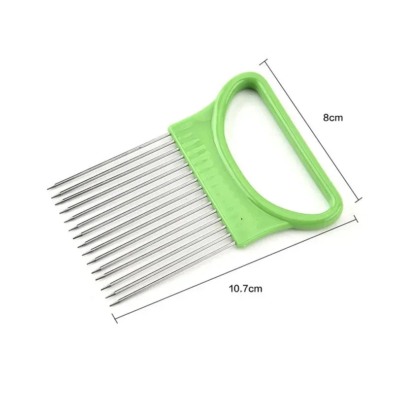 Colorful Onion Slicer & Holder - Stainless Steel Potato Chip Style Vegetable Slicer (1/2/3/4-Pack)
