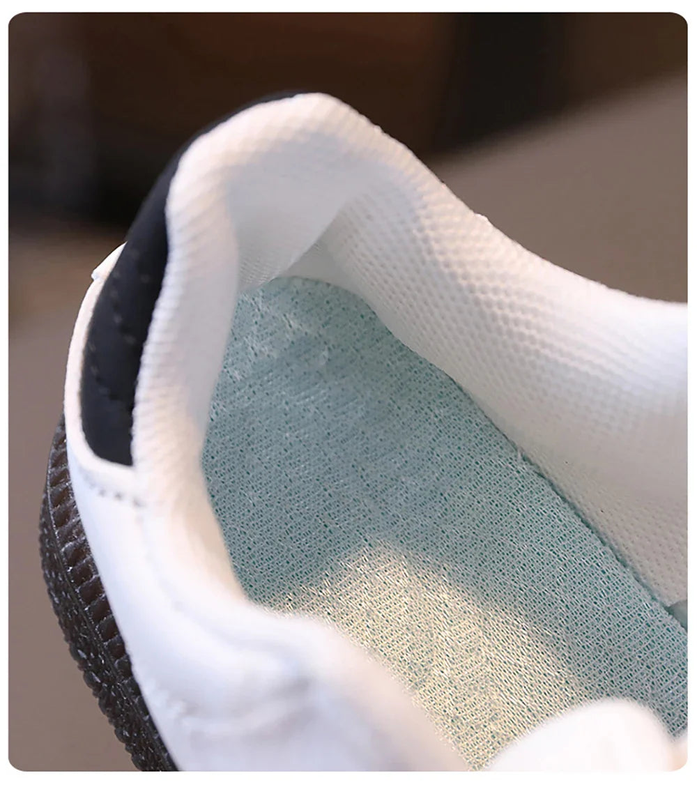 Kids PU Leather Sneakers - Lightweight Slip-On Velcro Soft-Sole, Anti-Slip Unisex Children’s Shoes