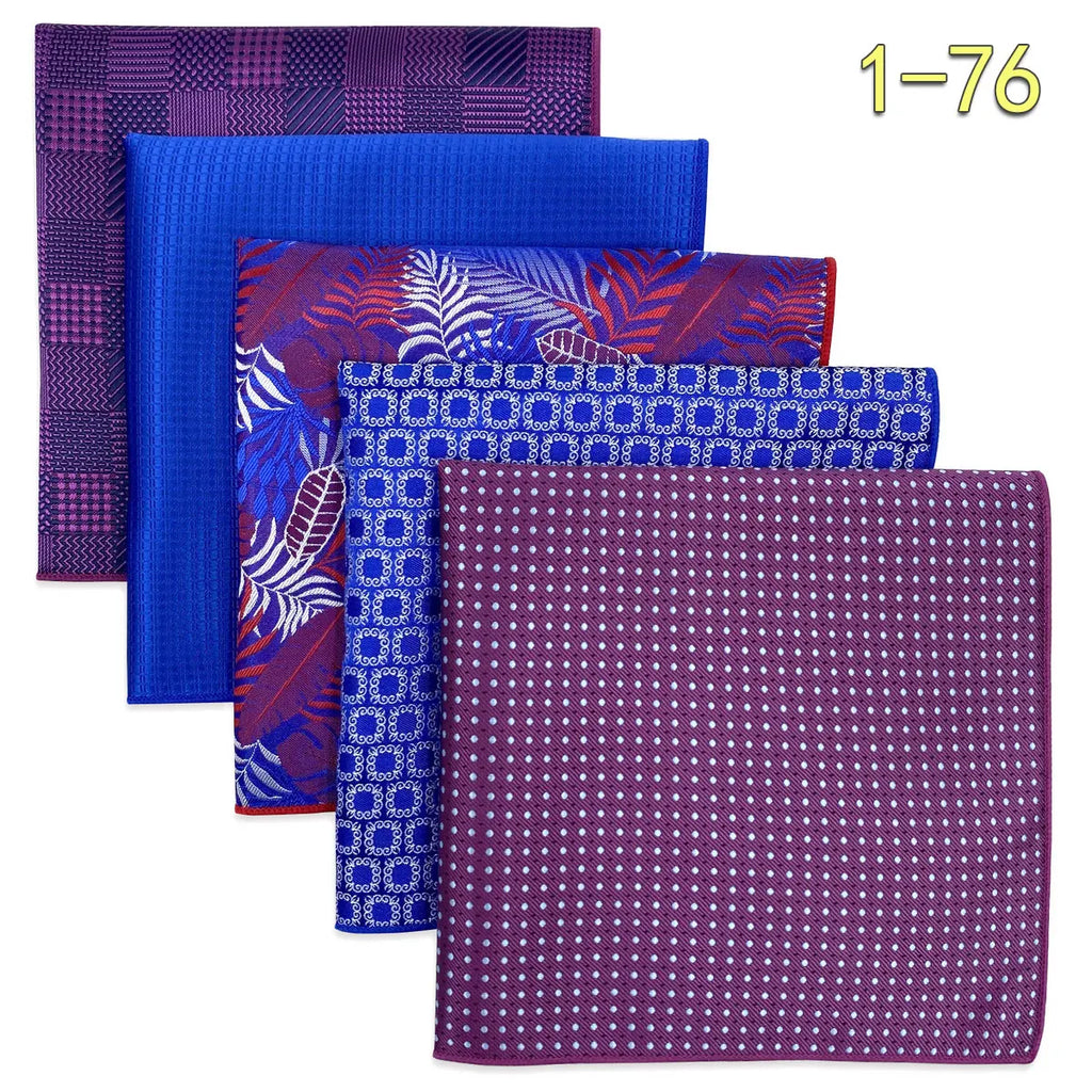 5-Pack Men's Microfiber Pocket Squares 12.6 in (32 cm) - Jacquard Woven Wedding & Formal Handkerchiefs, Assorted Patterns