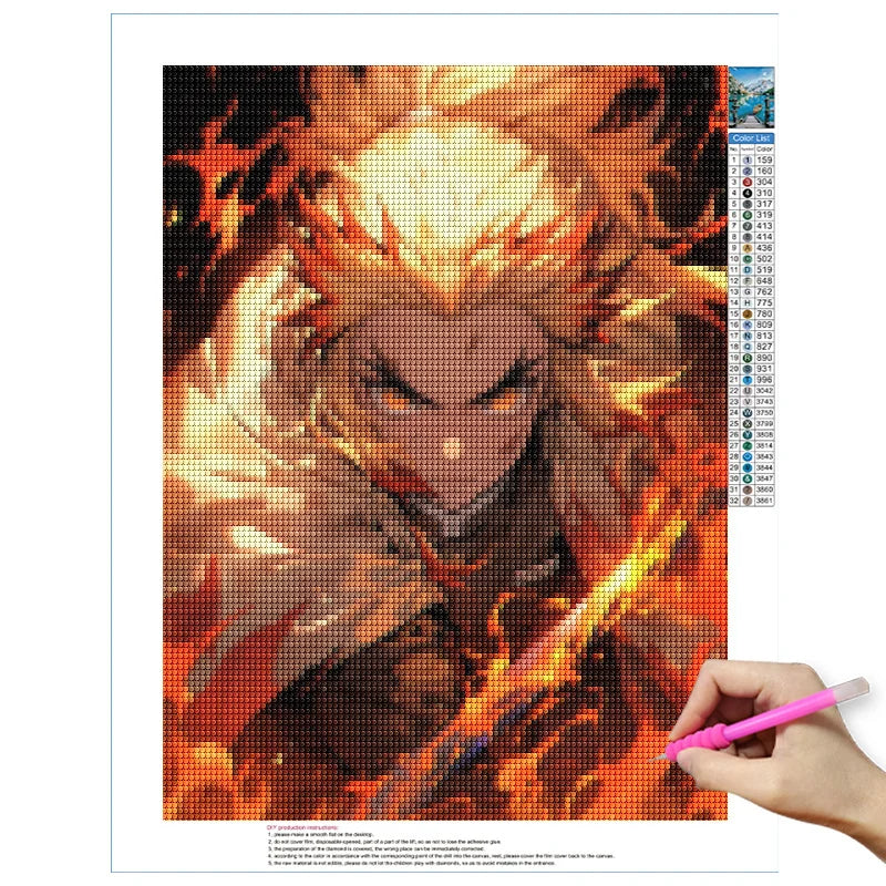Demon Slayer 5D Diamond Painting Kamado-Nezuko Diamond Embroidery Full Diamond Mosaic DIY Rengoku Kyoujurou Decorative Painting