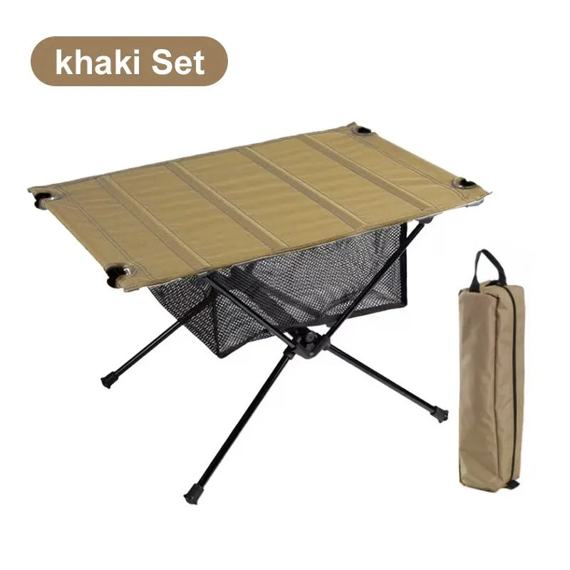 Lightweight Roll-Up Camping Table 1680D Oxford Top Aluminum Alloy Foldable Portable Picnic Table 23.6 x 15.7 x 15.5 in (60 x 40 x 39.5 cm)