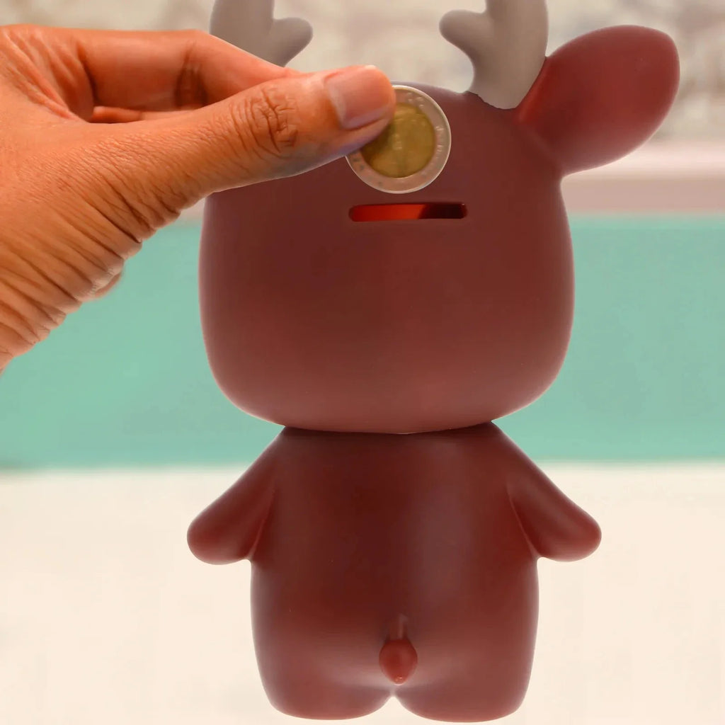 Cute Cartoon Deer Piggy Bank Coin Jar – Large Money Savings Box, 7.6 x 6.06 x 3.94 in (19.3 x 15.4 x 10 cm) – Gift for Kids & Adults